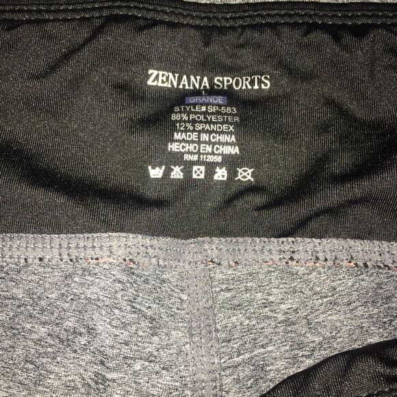 NWOT Zenana Sports Athletic Leggings Large Mesh  Gray Coral Exercise Workout - Picture 9 of 9